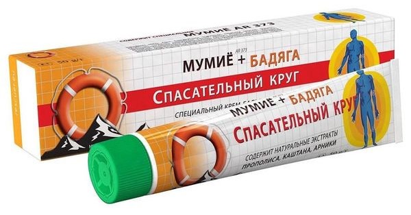 Спасательный круг Крем-бальзам бадяга плюс мумиё, крем-бальзам, 50 г, 1 шт, для тела фото