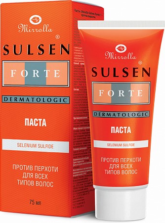 Mirrolla Сульсен Форте, 2%, паста для наружного применения, 75 мл, 1 шт, против перхоти фото