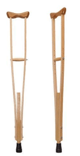 Костыли опорные деревянные детские, пара, 1 шт, 743Д, выс. регулир. 930-1122 мм, наконечника внутр. диам. 22 мм, внешн. диам. 45 мм фото