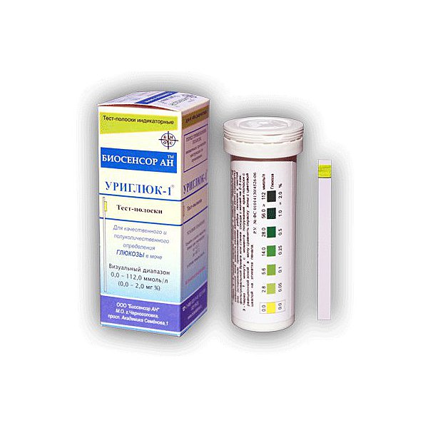 Уриглюк-1 полоски индикаторные для качественного и полуколичественного определения глюкозы в моче, тест-полоска, 50 шт. фото