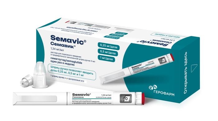 Семавик, 0.25/0.5/1 мг/доза, раствор для подкожного введения, 3 мл, 1 шт, в комплекте с иглами 9 шт. фото