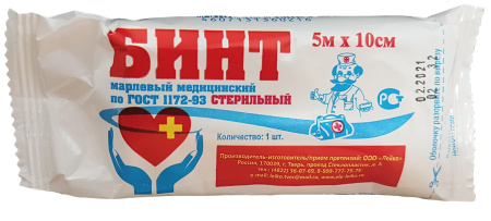 Leiko Бинт марлевый, 10 см х 5 м, 1 шт, стерильный фото