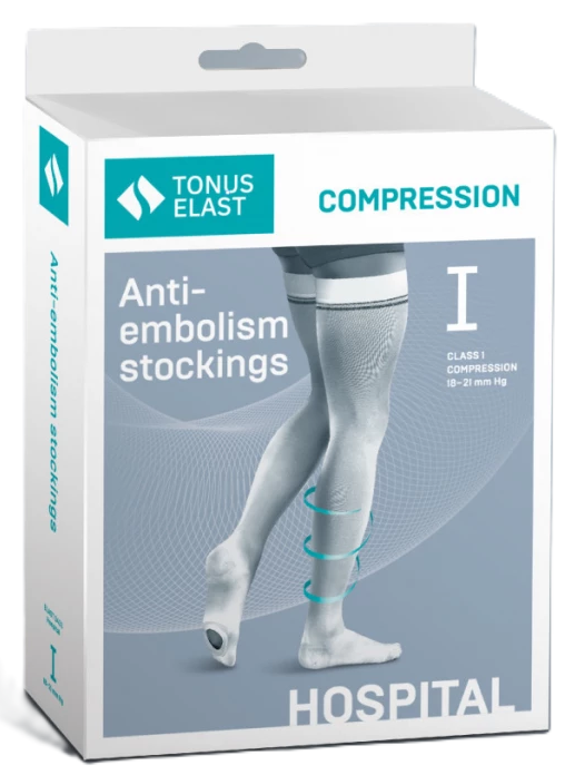 Tonus Elast Hospital Чулки компрессионные антиэмболические, 1 класс компрессии, р. 6, пара, 1 шт, белого цвета, рост 158-170 см, арт. 0403 фото