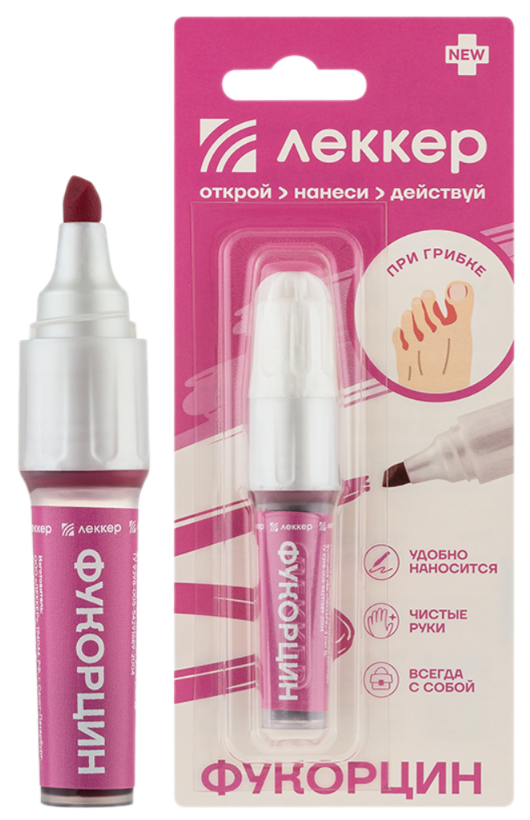 Леккер Фукорцин, раствор для наружного применения спиртовой, 5 мл, 1 шт, фломастер фото