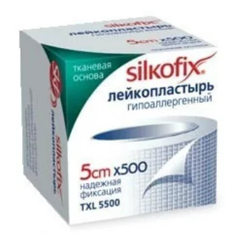 Silkofix Лейкопластырь фиксирующий, 5 см х 500 см, пластырь медицинский, 1 шт, тканевая основа фото