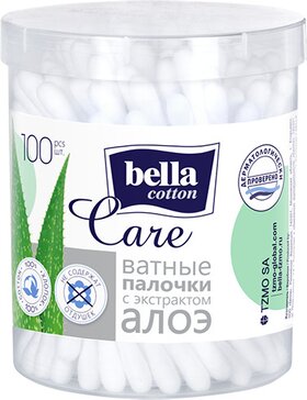 Bella Cotton Ватные палочки, ватные палочки в стакане, 100 шт, алоэ вера фото