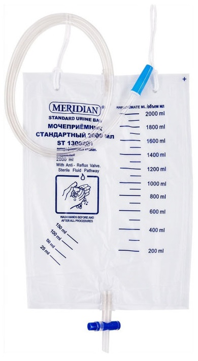 Meridian Мочеприемник стандартный прикроватный, 2000 мл, 1 шт, ST1300201 фото