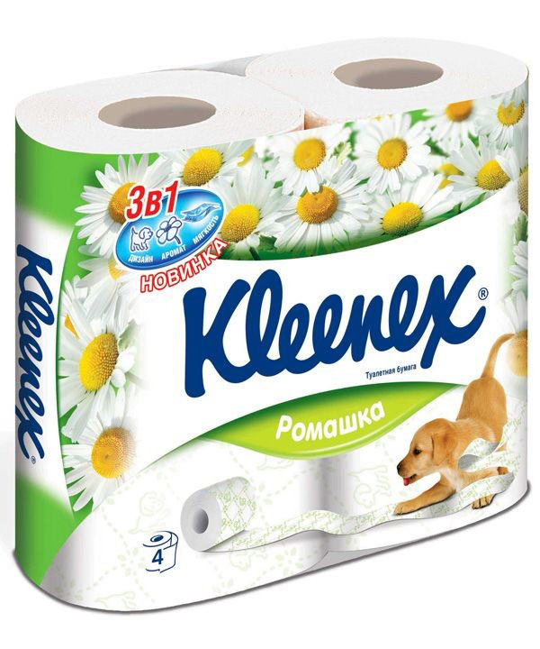 Kleenex Ромашка Туалетная бумага, 4 шт, трехслойная, белого цвета фото