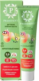 PresiDENT kids Зубная паста детская 3-6 лет 50 RDA, паста зубная, 43 г, 1 шт, фруктовый микс фото