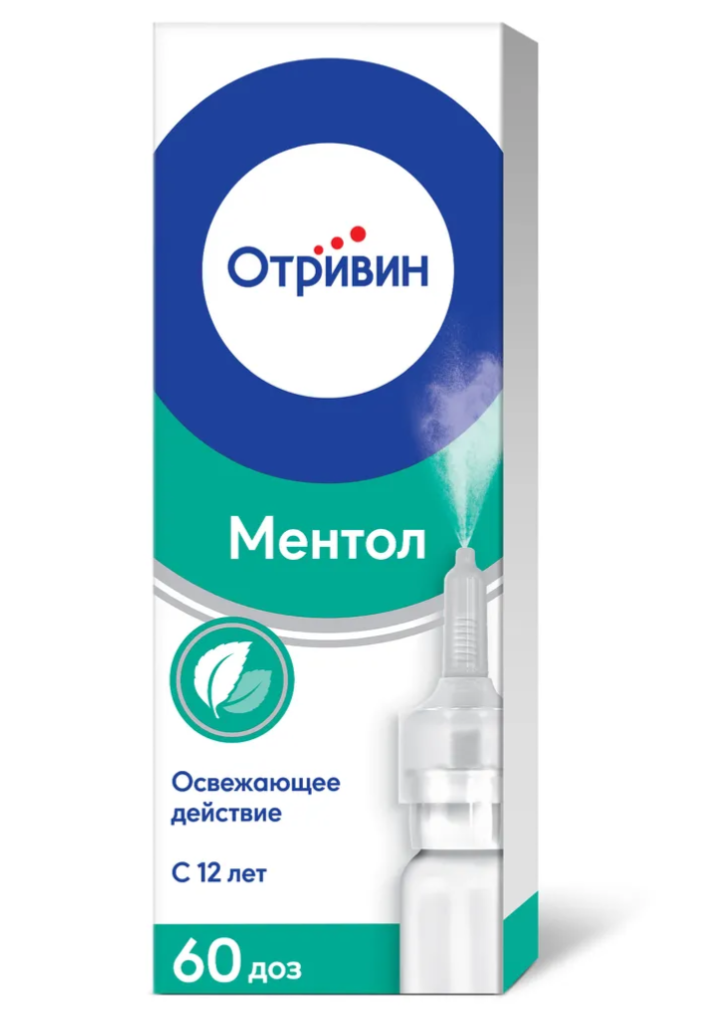 Отривин, 0.1 %, спрей назальный дозированный, 10 мл, 1 шт, с ментолом и эвкалиптом фото