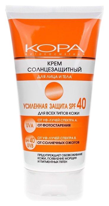 Kora Крем для лица и тела солнцезащитный SPF40, крем для лица и тела, 150 мл, 1 шт. фото