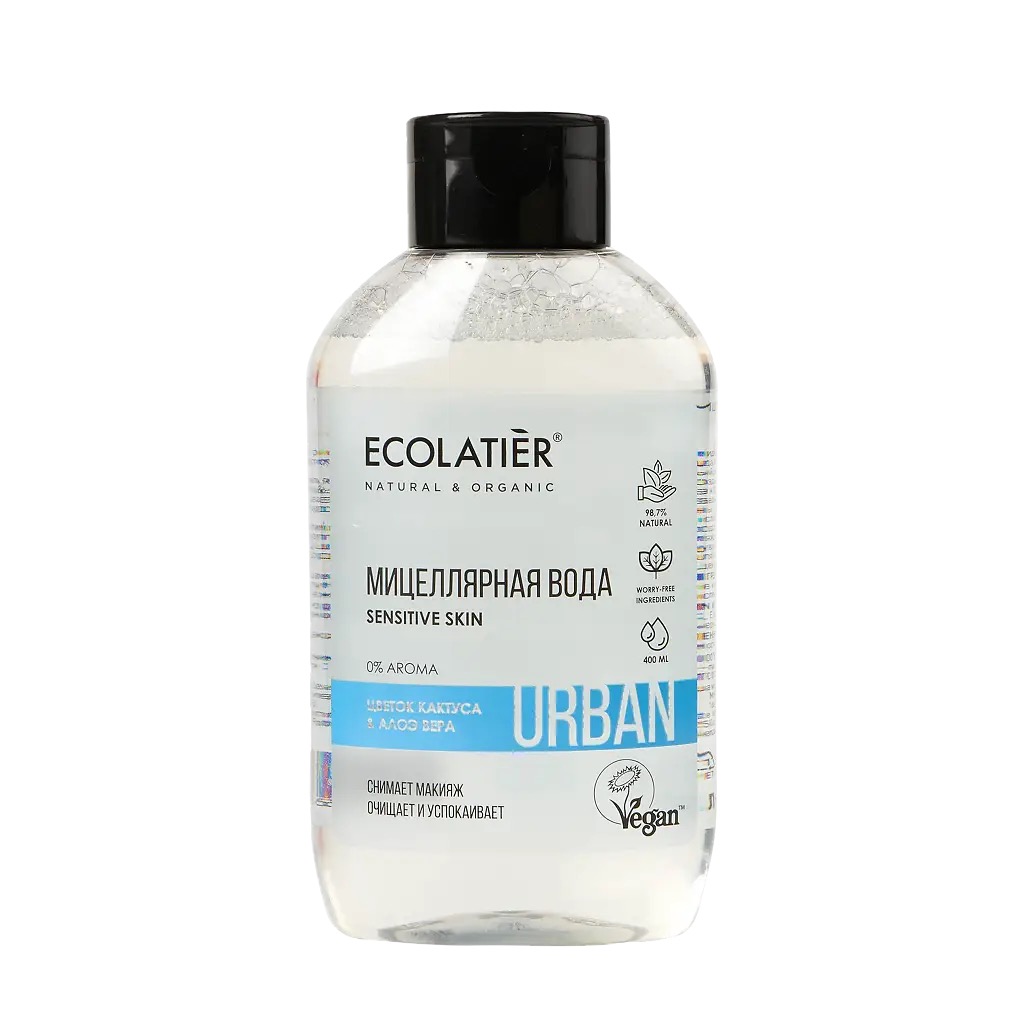 Ecolatier Urban Мицеллярная вода для снятия макияжа, мицеллярная вода, 400 мл, 1 шт, цветок кактуса и алоэ вера фото