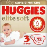 Huggies Elite Soft Подгузники детские одноразовые, р. 3, 72 шт, 5-9 кг фото