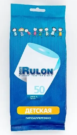Бумага туалетная влажная Mon Rulon, 50 шт, для детей фото