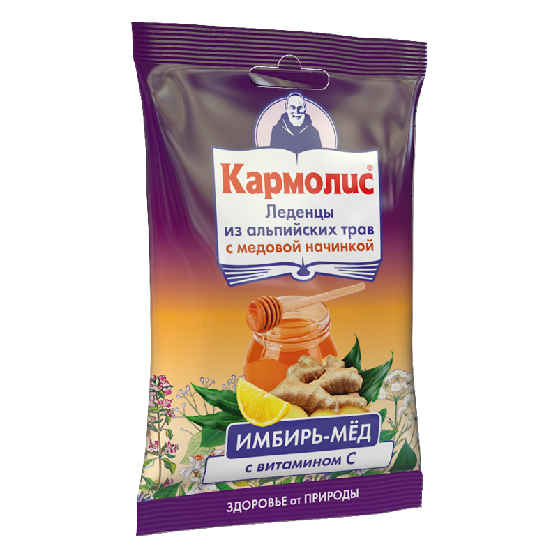 Кармолис Леденцы с медом и витамином С, 5 г, леденцы, 75 г, 1 шт, имбирь + мёд фото