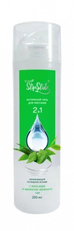 СлипСлайд Гель-смазка 2 в 1 интимная массажная на водной основе, гель, 200 мл, 1 шт, с алоэ вера и ароматом зеленого чая фото