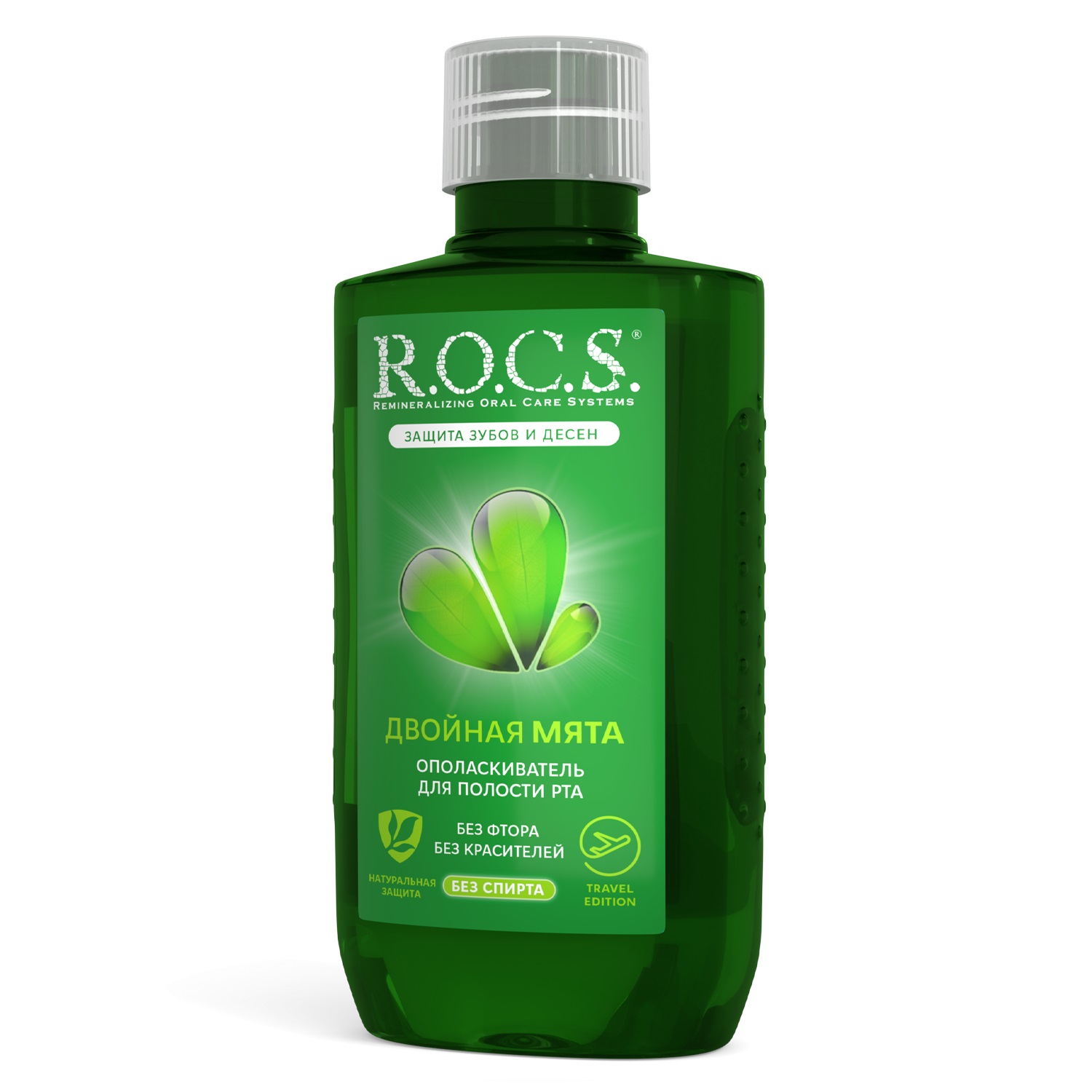 ROCS Ополаскиватель для полости рта, раствор для полоскания полости рта, 75 мл, 1 шт, двойная мята, без фтора фото