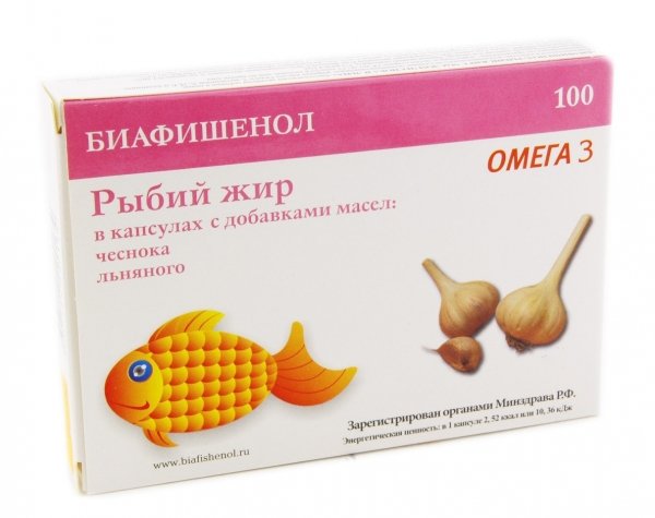 Биафишенол рыбий жир с маслом чеснока и льна, капсулы, 100 шт. фото