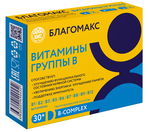 Благомакс Комплекс витаминов группы B, 0.15 г, капсулы, 30 шт. фото