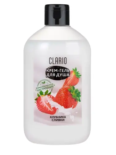 Clario крем-гель для душа клубника и сливки деликатное очищение, крем-гель, 400 мл, 1 шт. фото