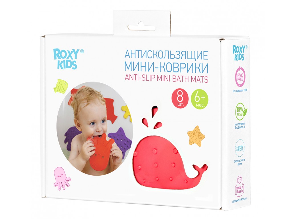 Roxy-kids Антискользящие мини-коврики для ванны, 8 шт. фото
