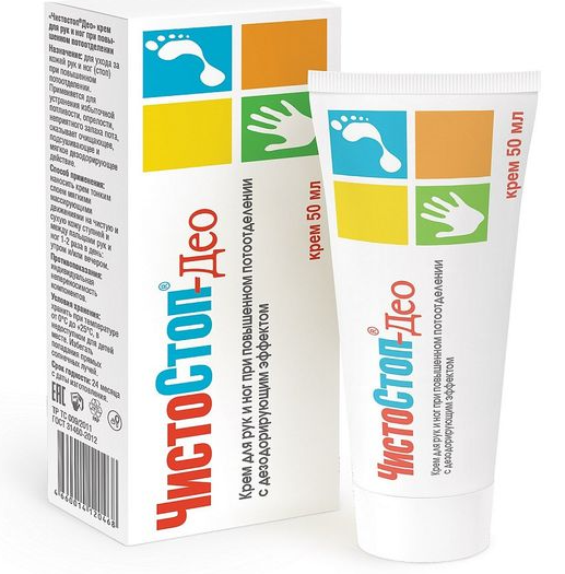 ЧистоСтоп-Део Крем для рук и ног, крем, 50 мл, 1 шт, при повышенном потоотделении фото