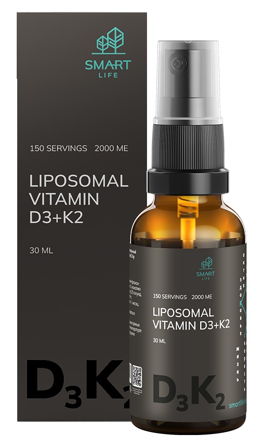 SmartLife Липосомальный Витамин D3 + K2, 2000 МЕ, спрей для приема внутрь дозированный, 30 мл, 1 шт, 150 доз фото