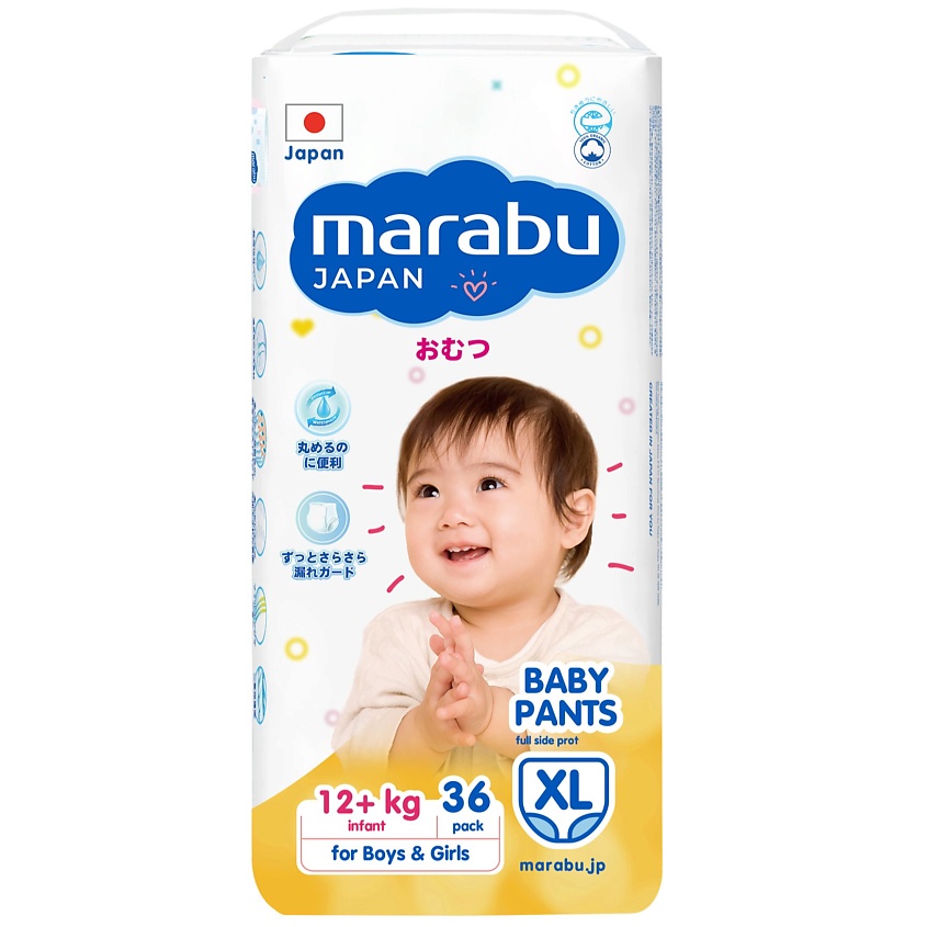 Marabu Трусики-подгузники детские, размер XL, 36 шт, 12+ кг фото