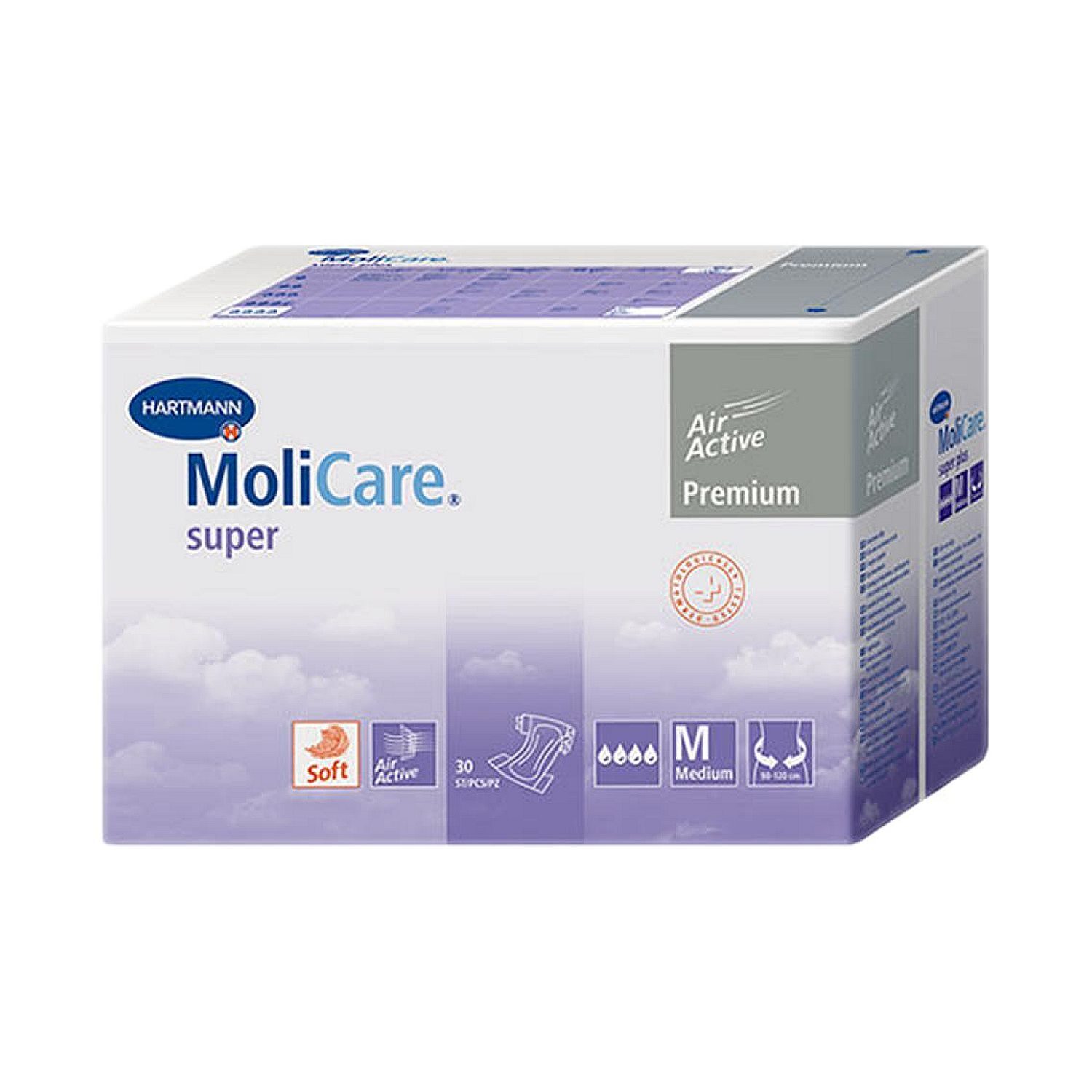 Molicare Premium Soft Super Подгузники, р. M, 30 шт, 90-120 см фото