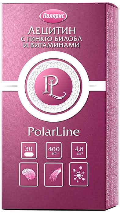Polarline Лецитин с экстрактом гинкго билоба и витаминами, капсулы, 30 шт. фото