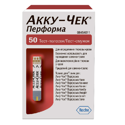 Accu-Chek Performa, тест-полоски для определения уровня глюкозы в крови, 50 шт. фото