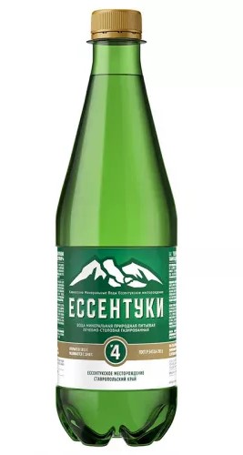 Вода минеральная Ессентуки-4, лечебно-столовая газированная вода, 0.5 л, 1 шт, в пластиковой бутылке фото