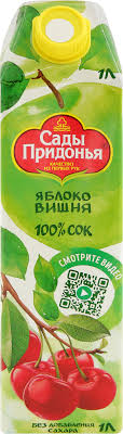 Сады Придонья Сок, 1 л, 1 шт, яблоко + вишня, осветленный, без сахара фото