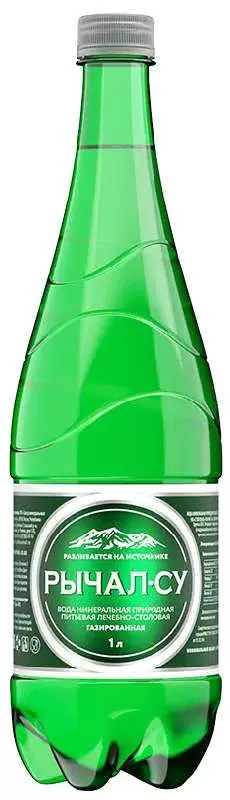 Вода минеральная Рычал-Су, лечебно-столовая газированная вода, 1 л, 1 шт, в пластиковой бутылке фото