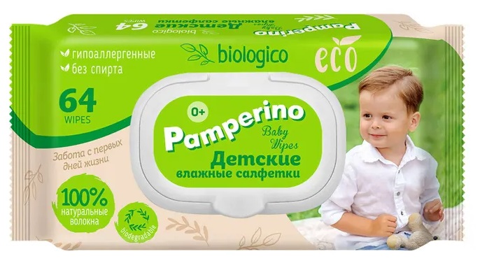 Pamperino Eco biologico Салфетки влажные детские, салфетки влажные, 64 шт. фото