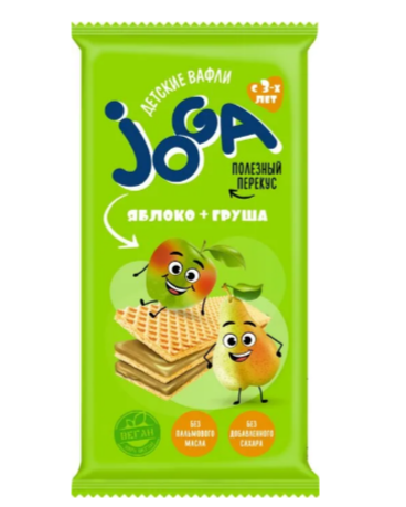 Joga Вафли детские, 35 г, 1 шт, яблоко-груша, без сахара фото