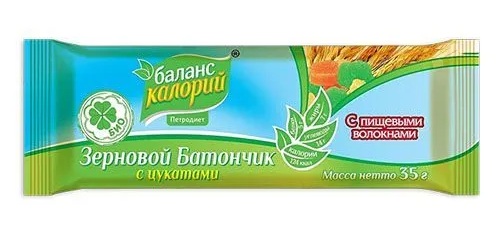 Баланс калорий Батончик зерновой с цукатами, 35 г, 1 шт. фото