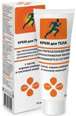 При переохлаждении перенапряжении мышц и дискомфорте в суставах, крем для тела, 75 мл, 1 шт, с чагой, корнем имбиря и сосновой живицей фото