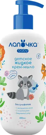 Лапочка крем-мыло детское жидкое, крем-мыло, 400 мл, 1 шт. фото