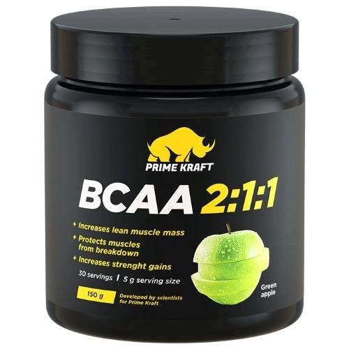Prime kraft BCAA 2:1:1, порошок, 150 г, 1 шт, зеленое яблоко фото