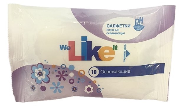 Лайк Салфетки влажные освежающие, 10 шт. фото