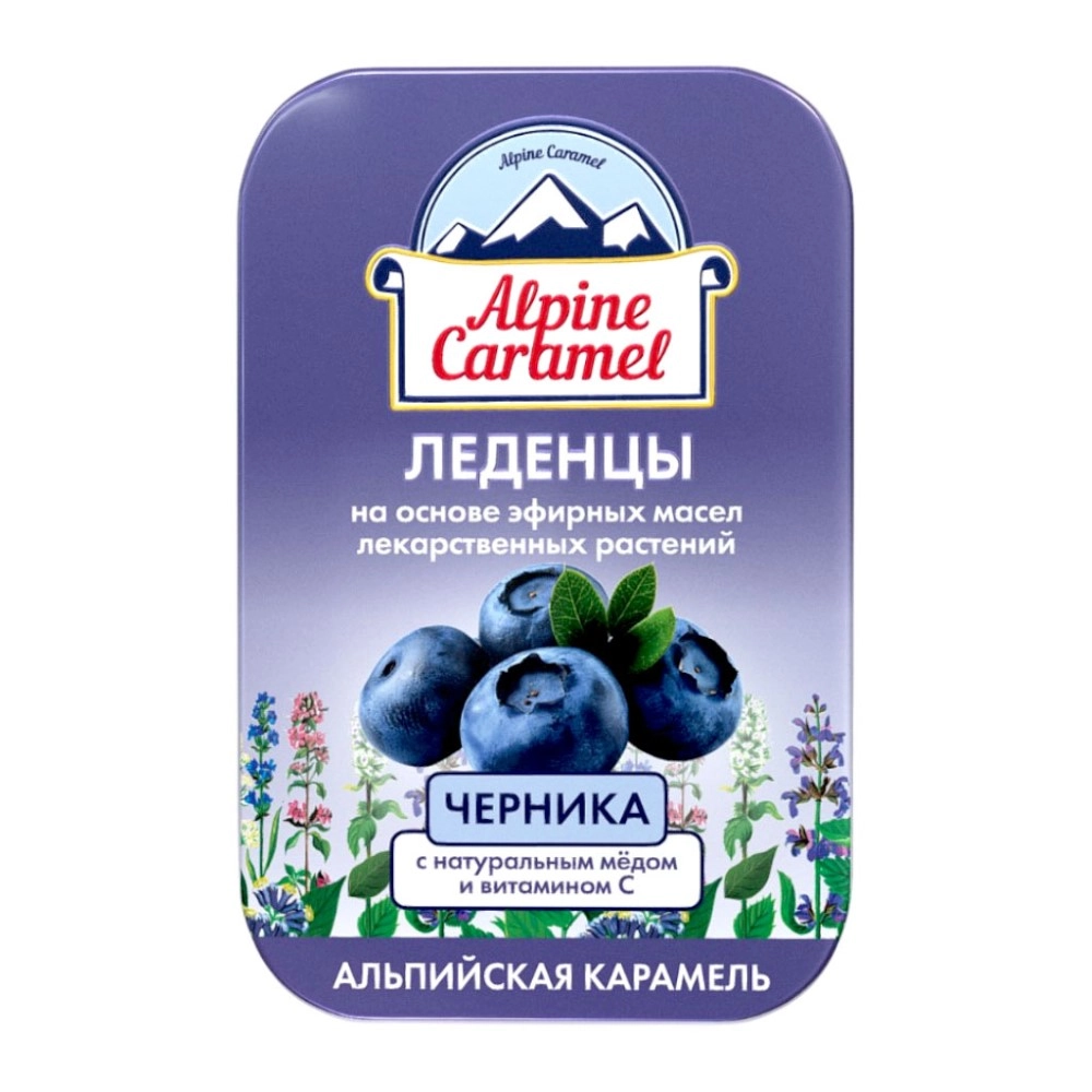 Альпийская карамель Детские леденцы с натуральным медом, леденцы, 53 г, 1 шт, черника фото
