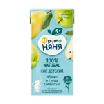 Фрутоняня сок, сок, 200 мл, 1 шт, яблоко + груша, с мякотью, без сахара фото