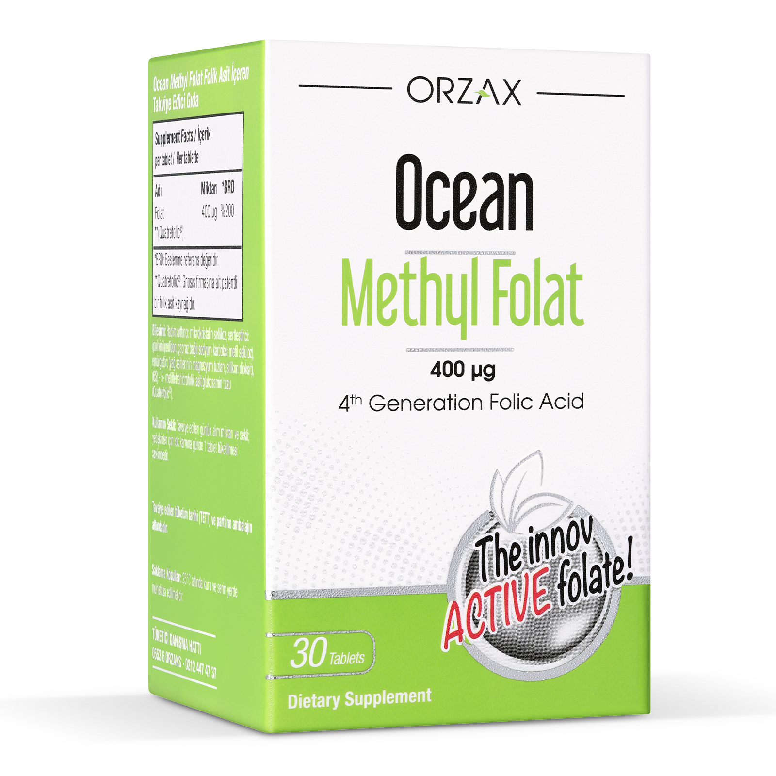 Orzax Ocean Метилфолат, 400 мкг, таблетки, 30 шт. фото