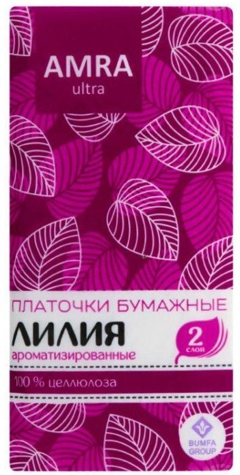 Amra Платочки бумажные двухслойные, 10 шт, с ароматом лилии фото