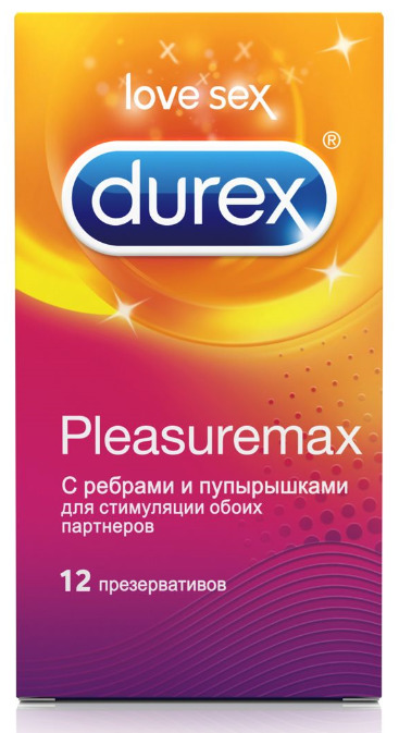 Durex Pleasuremax, презервативы, 12 шт, с ребрами и пупырышками фото