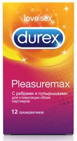 Durex Pleasuremax, презервативы, 12 шт, с ребрами и пупырышками фото