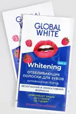 Global White Полоски отбеливающие для зубов, пара, 2 шт, со вкусом малины фото 2