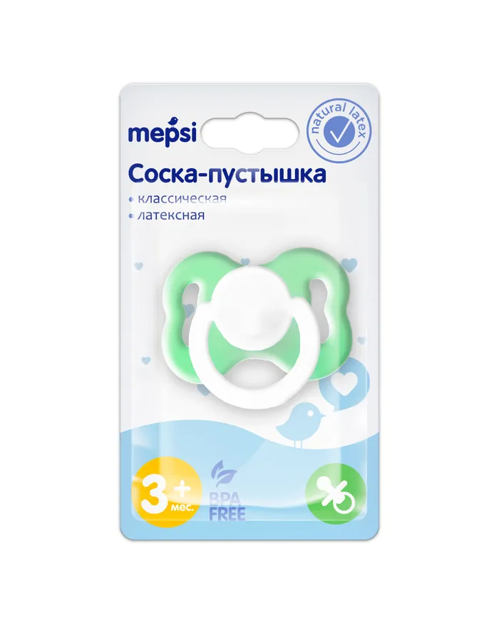 Mepsi Соска-пустышка латексная классическая, 3+ мес, соска-пустышка, 1 шт, арт. 0322 фото