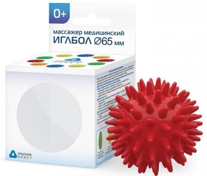 Иглбол Ежик Мяч-массажер, 65 мм, 1 шт, красного цвета фото